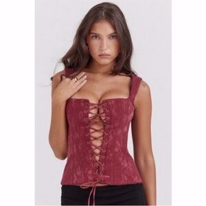 NEW House of CB Parisa Corset Top Burgundy Large+ (XL)